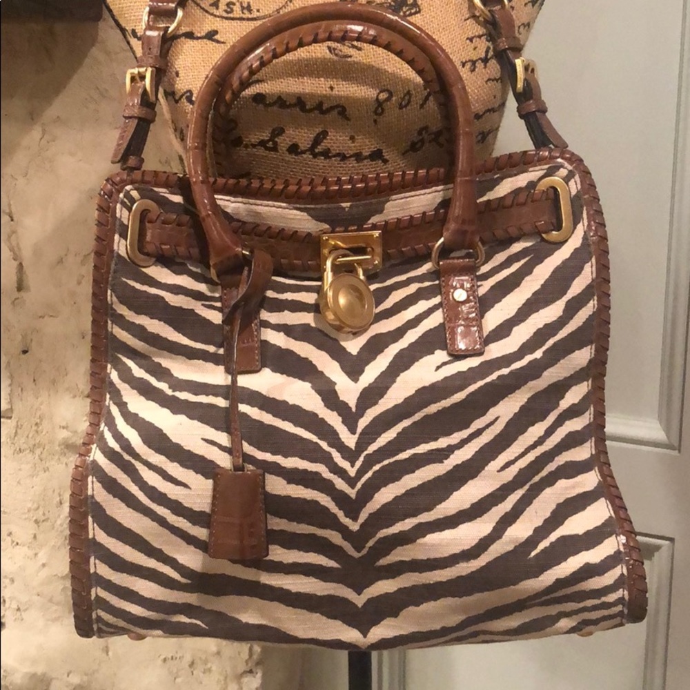 Michael Kors “Hamilton” Zebra Canvas Bag - Picture 2 of 8